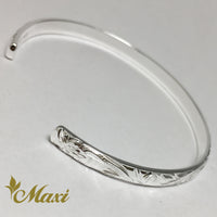 [Silver 925] 4mm Barrel Bangle Bracelet - Old English Design (B0527)