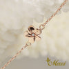 [14K Gold] Hawaiian Plumeria Flower Bracelet/Anklet with Diamond-Small (B0556)