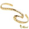 [14K Gold] Large Nalu Wave Open Bangle Bracelet [Made to Order] (B0585)