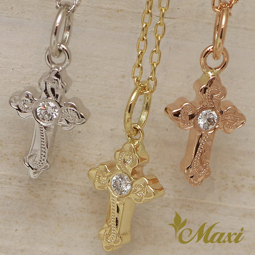 [14K Gold] Diamond Cross Pendant (C0112)