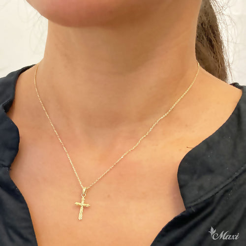 [14K Gold] Angle Cross Pendant (C0160)