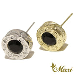 [14K Gold] Round Pierced Earring with Stone*Made-to-order* (E0026)