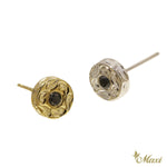 [14K Gold] Round Pierced Earring with Black Diamond(E0082Blk)