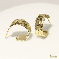 [14K/18K Gold] 6mm Width Scallop Edged Hoop Pierced Earring (E0241 cutout)