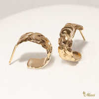 [14K/18K Gold] 6mm Width Scallop Edged Hoop Pierced Earring (E0241 cutout)