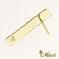 [14K Gold] Brenda x Maxi Scallop Edged Bar Pierced Earring *Made-to-order* (E0237)