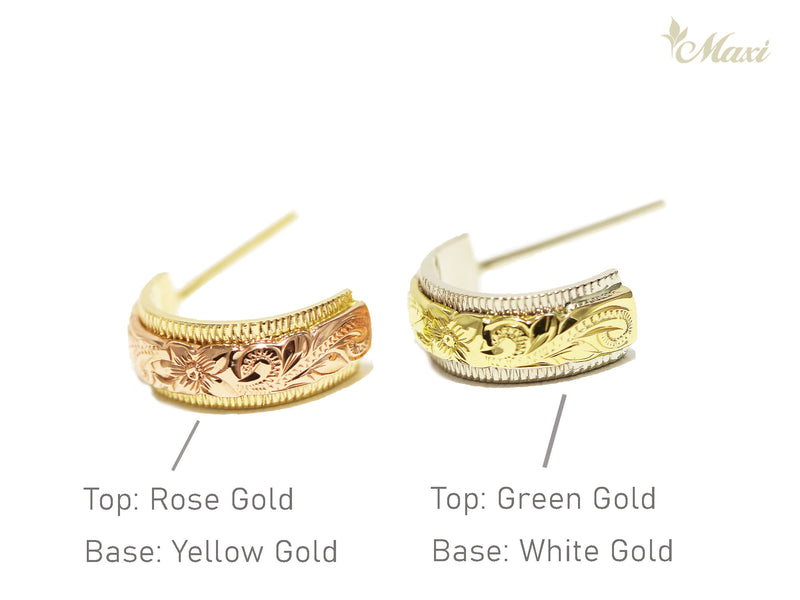 [14K/18K Gold] Two Tone Hoop Earrings (E0199)