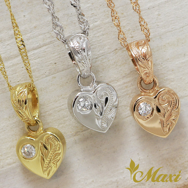 [14K Gold] Diamond Heart Pendant *Made-to-order* (H0107)