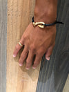 Fish Hook Leather Bracelet [14K Gold]