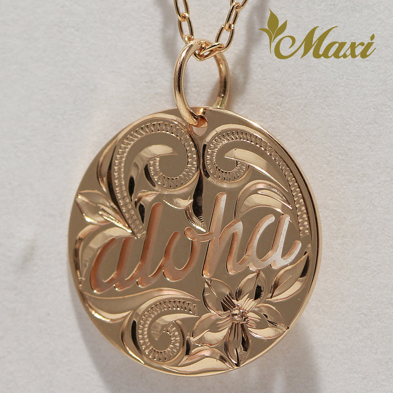 [14K Gold] Aloha Cut Out Round Pendant *Made-to-order*(KP0132)　14金　アロハ　ペンダント　カスタムオーダー　オーダーメイド