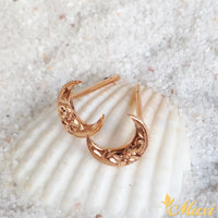 14K Pink Gold Moon Pierced Earring