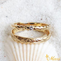 Twisted Open Ring with Round Stone [14K/18K Gold]