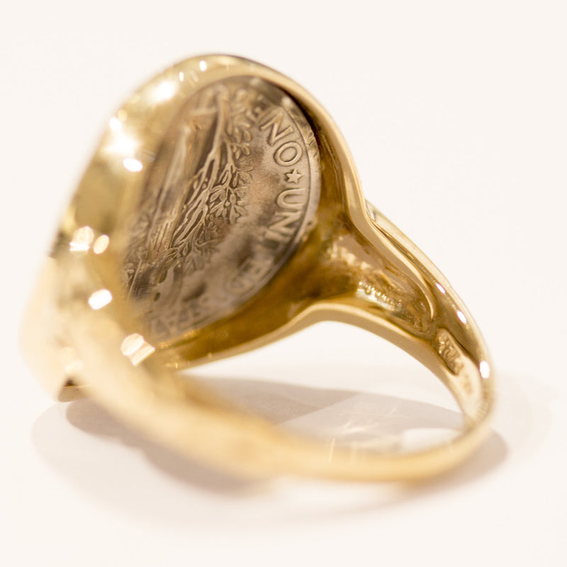 14K Yellow Gold Mercury Dime Wrap Ring