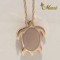 [14K Gold] Honu (Hawaiian Sea Turtle) Necklace with Mother of Pearl *Made-to-order*(N0030)