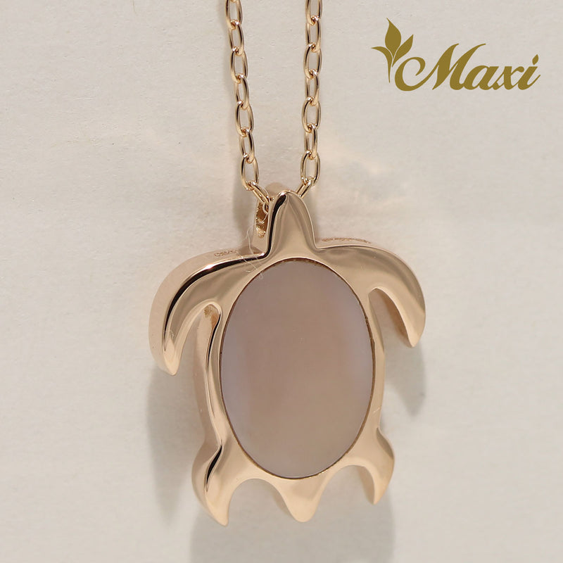 [14K Gold] Honu (Hawaiian Sea Turtle) Necklace with Mother of Pearl *Made-to-order*(N0030)