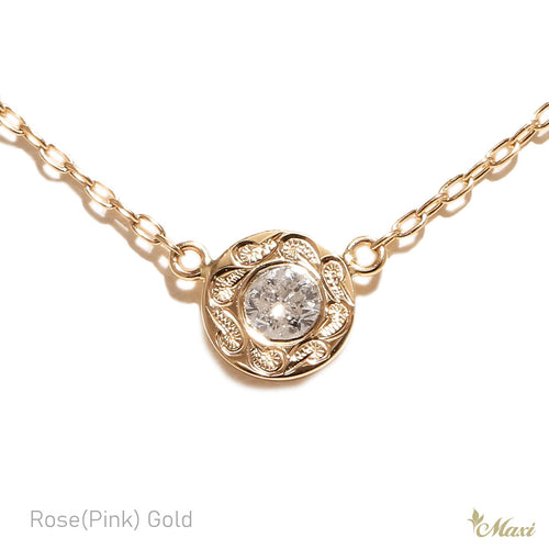 [14K Gold] 6.3mm Round Necklace and 0.1ct Diamond*Made-to-order*(N0332-6.3mm)　14金　ネックレス　ペンダント　オーダーメイド