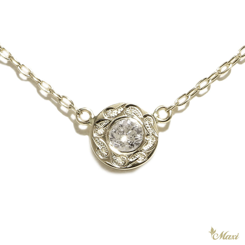 [14K Gold] 6.3mm Round Necklace and 0.1ct Diamond*Made-to-order*(N0332-6.3mm)　14金　ネックレス　ペンダント　オーダーメイド