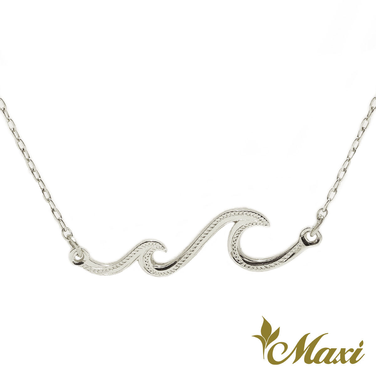 Nalu Double Wave necklace_white gold