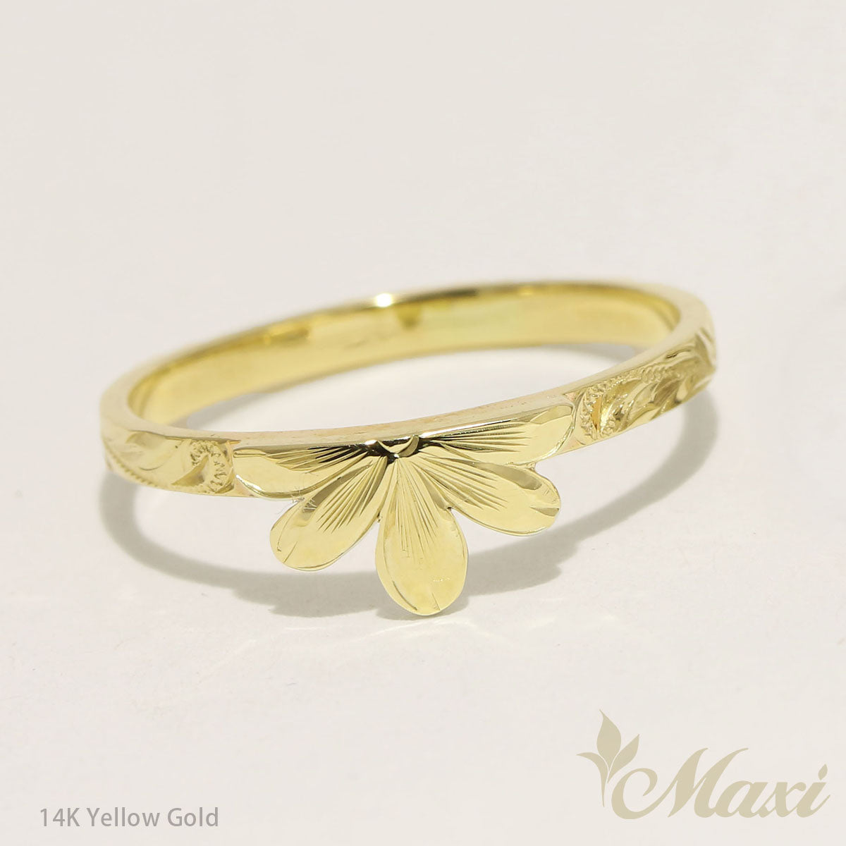 Naupaka cutout ring Yellow gold