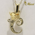 [14K Gold] Initial Pendant with Crown (P0428/A0111)*Made to order*