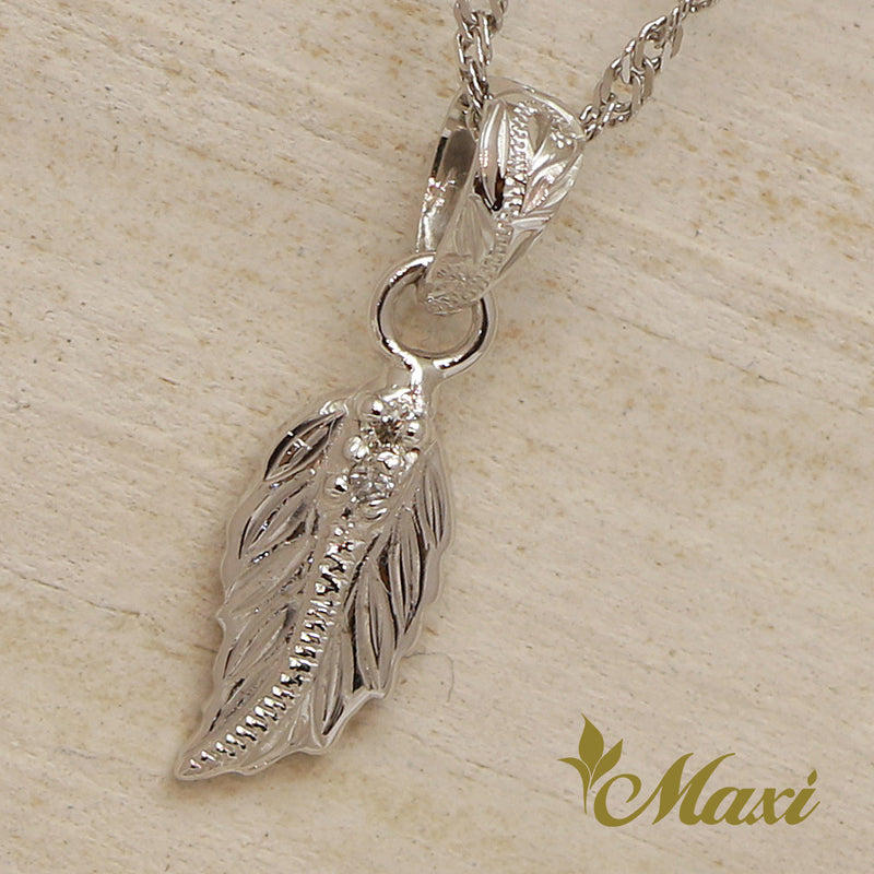 [14K Gold] Petite Maile Leaf Pendant with Diamond(P0830)