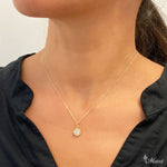 [14K Gold] Round Pendant with Crystal Stone (P0903)