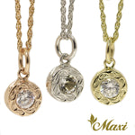 [14K Gold] Round Pendant with Crystal Stone (P0903)