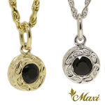 [14K Gold] Round Pendant with Black Onyx Stone (P0903)