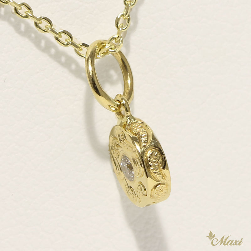 [14K Gold] Diamond Round Stone Pendant Small (P0909)