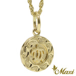 [14K Gold] PoePoe Round Honu Pendant *Made-to-order*(P0910)