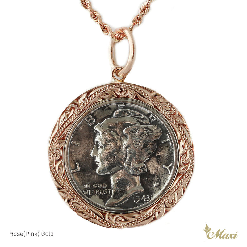 [14K Gold] Spinning Mercury Dime Pendant-Large (P0939)