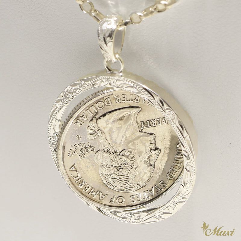 [Silver 925] Spinning Hawaii State Quarter Coin Pendant (P0943)