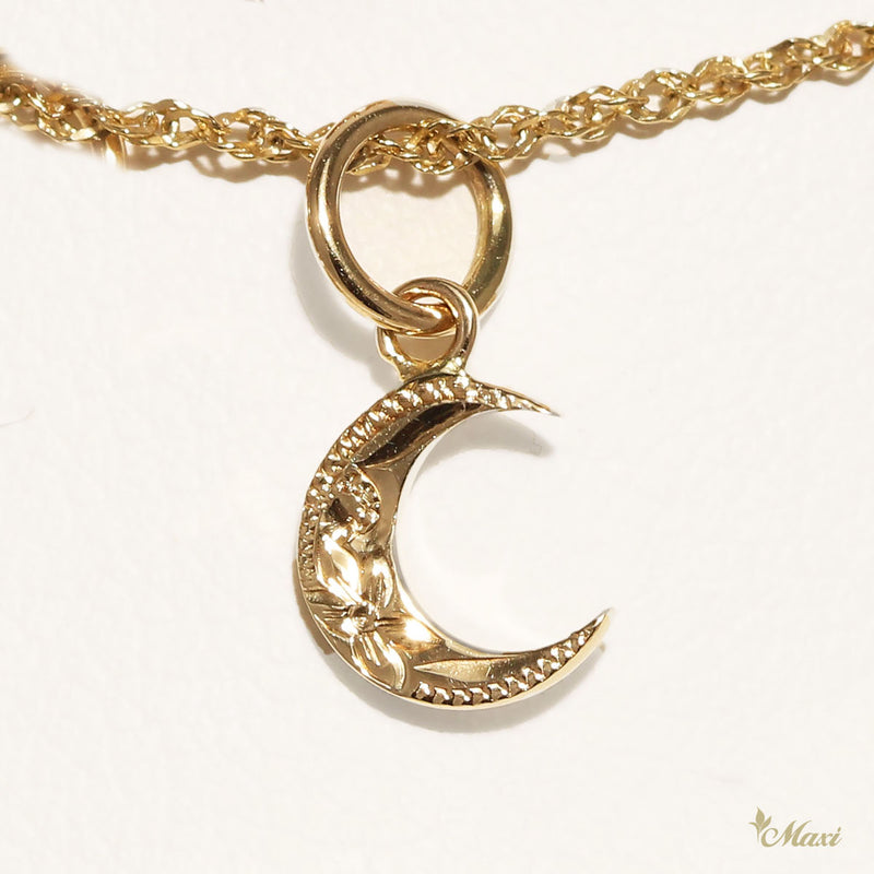 [14K Gold] Hoaka Crescent Moon Pendant (P0959)