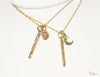 [14K18K Gold]  Petite Bar Pendant with charm *Made-to-order*(P0960+H0129 Set)　ゴールドペンダント　ゴールドネックレス