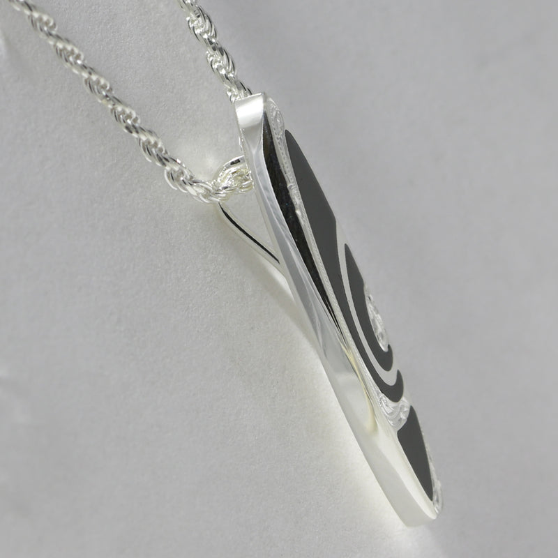 Surfboard Pendant-Black/White Enamel [Silver 925]