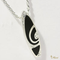 Surfboard Pendant-Black/White Enamel [Silver 925]