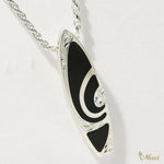 [Silver 925] Surfboard Pendant-Black/White Enamel (P1008)