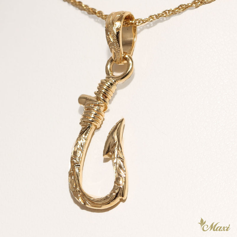 Narrow Fish Hook Pendant Large [14K Gold]