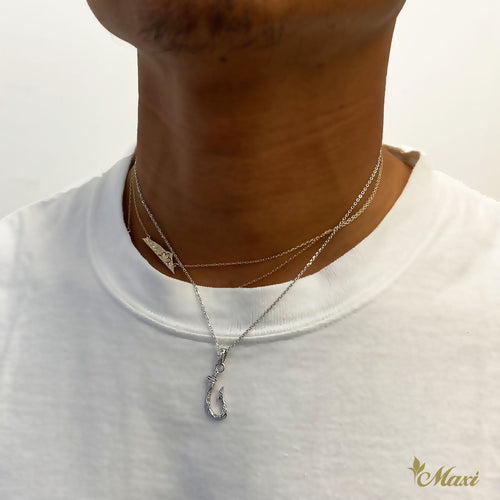 [Silver 925]Narrow Fish Hook Pendant Large *Made-to-order* (P1089)