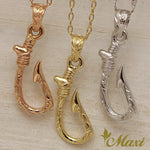 [14K Gold] Narrow Fish Hook Pendant Small*Made-to-order* (P1090)