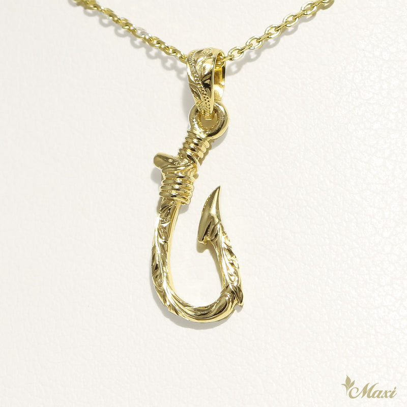 Narrow Fish Hook Pendant Small [14K Gold]