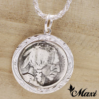 [Silver 925] Buffalo Coin Pendants-Hand Engraved Traditional Hawaiian Design*Made-to-order* (P1229)