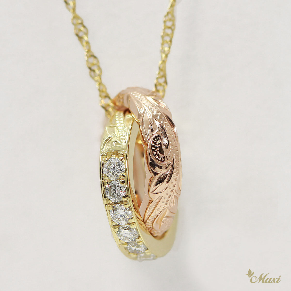 10mm Double Tube/Barrel Pendant with 1.5mm Diamond [14K Gold]