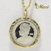 [14K Gold] Queen Liliuokalani Replica Coin Pendant (P1274 22mm)