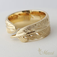 [14K Gold] Feather Ring with Black Diamond (R0367Dia) Made to Order