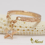 [14K Gold] Star Swing Pinky Ring with Diamond [Made to Order] (R0445)