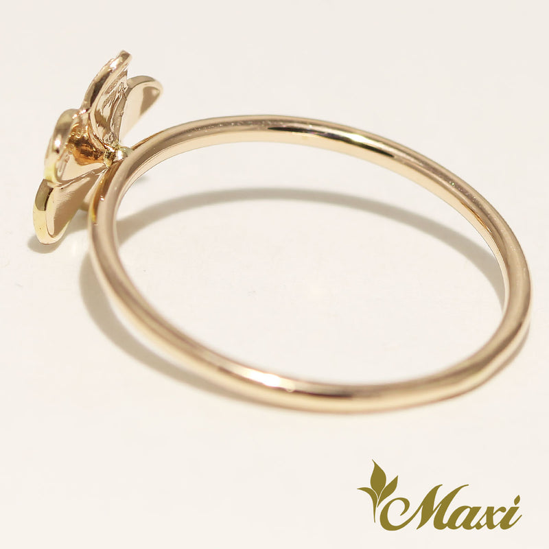 [14K/18K Gold] Hawaiian Plumeria Flower Matte Ring-Large(R0807)