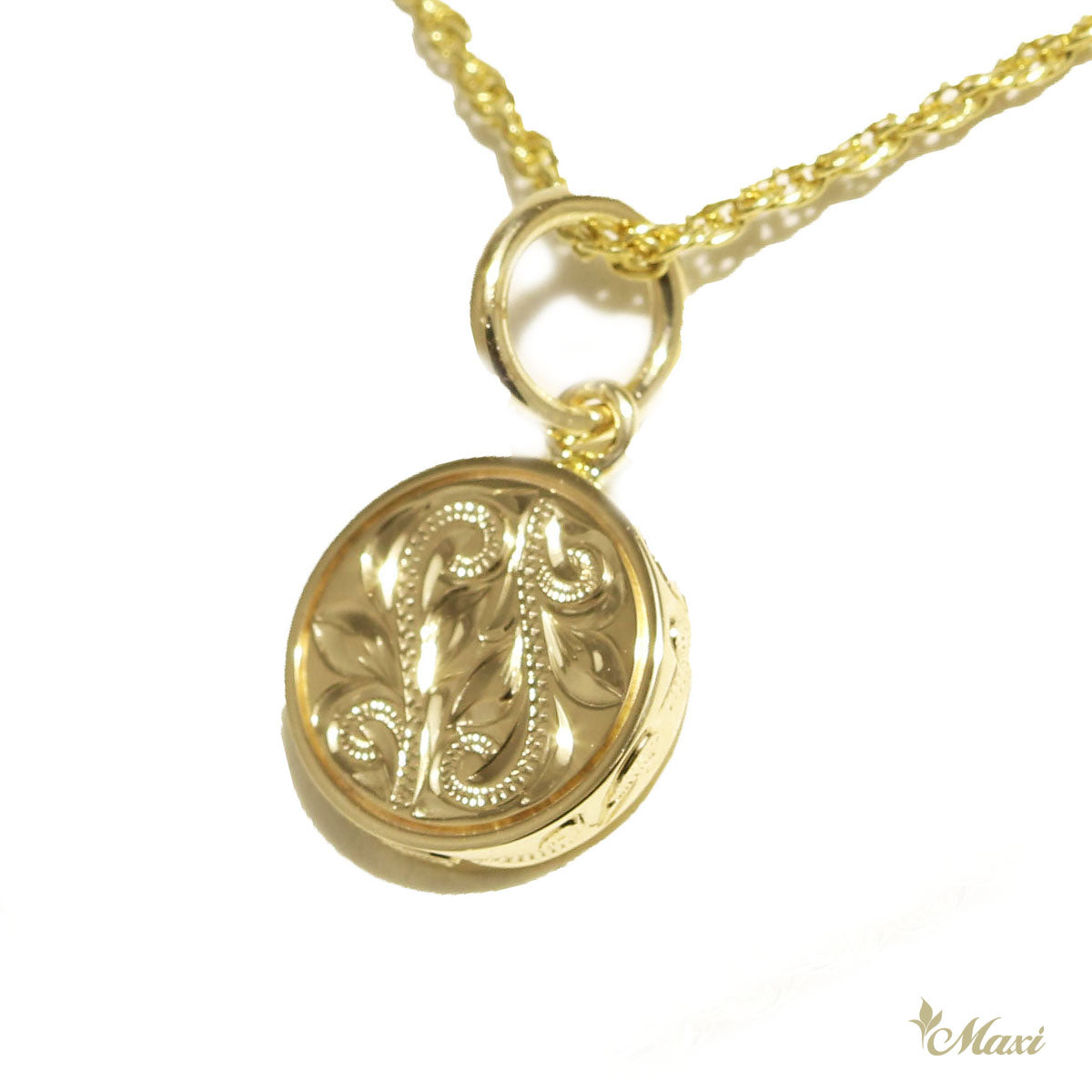 Round Pendant Yellow Gold Handmade Hawaiian Heritage Jewelry