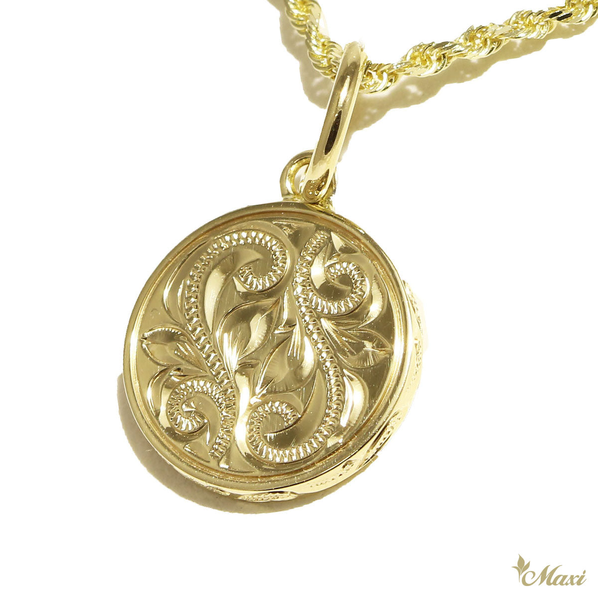 Round Pendant Yellow Gold Handmade Hawaiian Heritage Jewelry