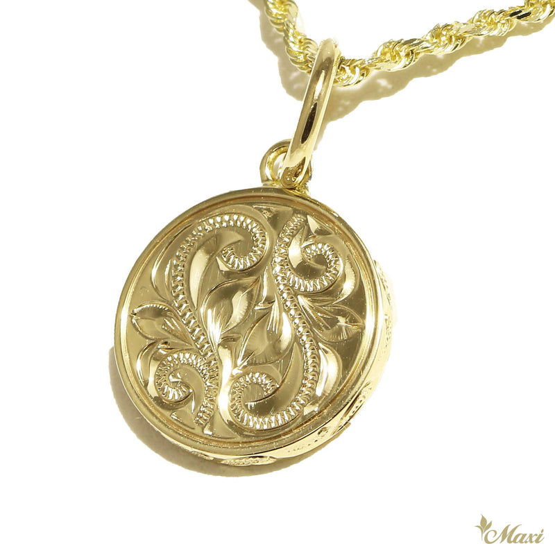 Round Pendant Yellow Gold Handmade Hawaiian Heritage Jewelry